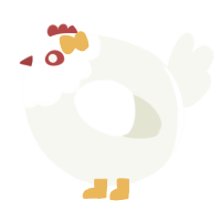 A white chicken with a head pattern