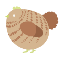 A beige and brown chicken with a bar pattern