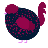 A tumblr and maroon chicken with a speckle pattern