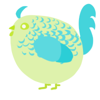 A apple and aqua chicken with a half-lace pattern