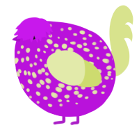 A amethyst and lemon chicken with a speckle pattern