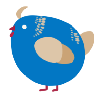 A sapphire and beige chicken with a neck-band pattern
