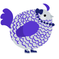 A mist and indigo chicken with a lace pattern