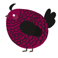 A maroon and sable chicken with a lace pattern