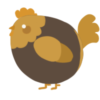 A bark and gold chicken with a head pattern