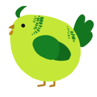 A lime and leaf chicken with a neck-band pattern