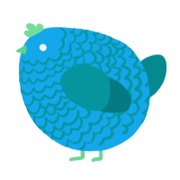 A sky and teal chicken with a lace pattern
