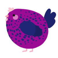 A plum and navy chicken with a speckle pattern