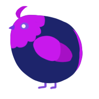 A navy and amethyst chicken with a head pattern