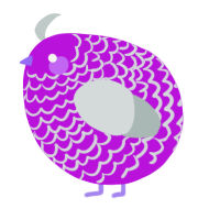 A amethyst and silver chicken with a lace pattern