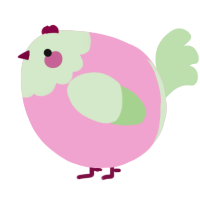 A pink and gluppy chicken with a head pattern