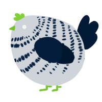A mist and tumblr chicken with a bar pattern