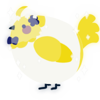 A white and yellow chicken with a head pattern