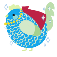 A sky and gluppy chicken with a lace pattern
