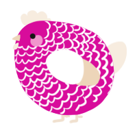 A fuchsia and cream chicken with a lace pattern