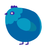A sapphire and cerulean chicken with a head pattern