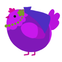 A violet and amethyst chicken with a head pattern
