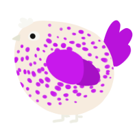 A cream and amethyst chicken with a speckle pattern