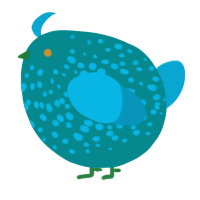 A teal and cerulean chicken with a speckle pattern