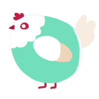 A mint and cream chicken with a head pattern