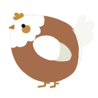 A brown and white chicken with a head pattern