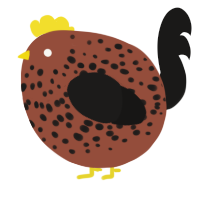 A russet and sable chicken with a speckle pattern