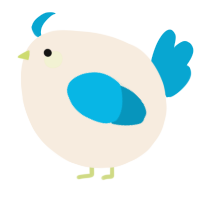 A cream and cerulean chicken