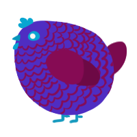 A indigo and wine chicken with a lace pattern