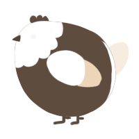 A bark and cream chicken with a head pattern