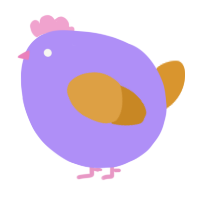 A lilac and orange chicken