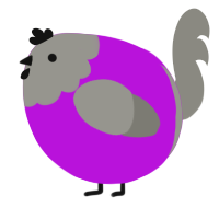 A amethyst and ash chicken with a head pattern