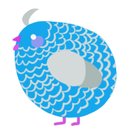 A sky and silver chicken with a lace pattern