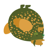 A olive and orange chicken with a speckle pattern
