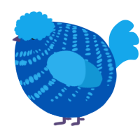 A ultramarine and sky chicken with a bar pattern