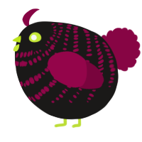 A sable and maroon chicken with a bar pattern