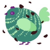 A teal and spring chicken with a bar pattern