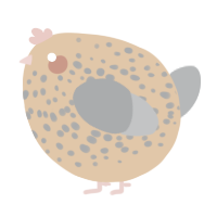 A ultramarine and grey chicken with a speckle pattern
