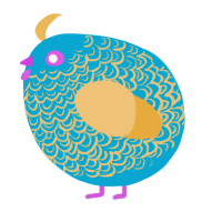 A cerulean and honey chicken with a double-lace pattern