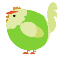 A grass and lemon chicken with a head pattern