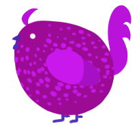 A plum and amethyst chicken with a speckle pattern