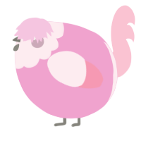 A pink and rose chicken with a head pattern