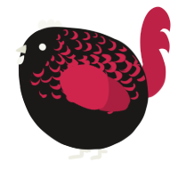 A sable and crimson chicken with a half-lace pattern
