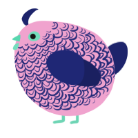 A pink and navy chicken with a double-lace pattern