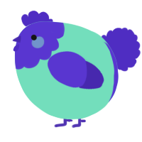 A mint and indigo chicken with a head pattern