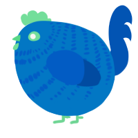 A sapphire and ultramarine chicken with a bar pattern