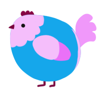 A sky and lavender chicken with a head pattern