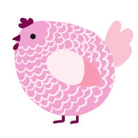 A pink and rose chicken with a lace pattern