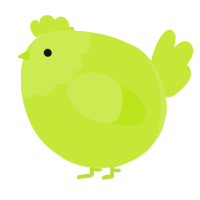 A lime chicken with a head pattern