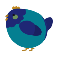 A sea and navy chicken with a head pattern