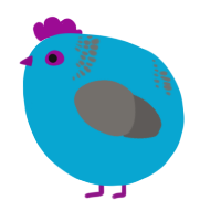A cerulean and grey chicken with a neck-band pattern